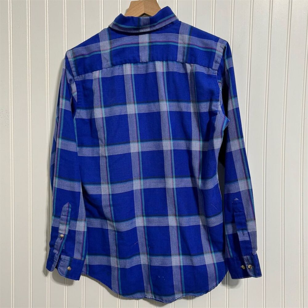 VTG Arnie Arnold Palmer S Plaid Button Down Shirt Blue Preppy Academia Umbrella - Picture 2 of 8
